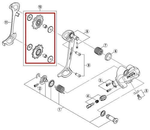 Shimano Leitrollenset Deore Ab 2006 9-fach Y-5VM98070 Ersatz: Y-5XH98120 3 Shimano Leitrollenset Deore Ab 2006 9-fach Y-5VM98070 Ersatz: Y-5XH98120