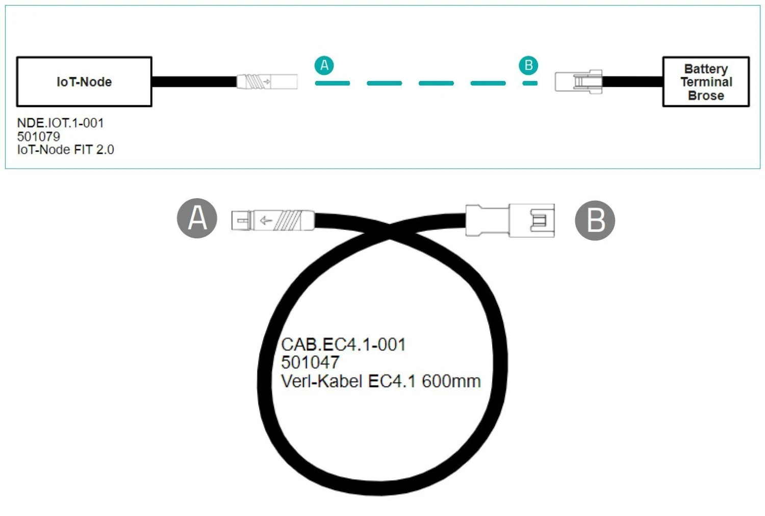 Biketec Verlängerungskabel Für Nodes FIT 2.0 EC4.1 600mm Für Räder Ohne Zus. Optionale Komponente