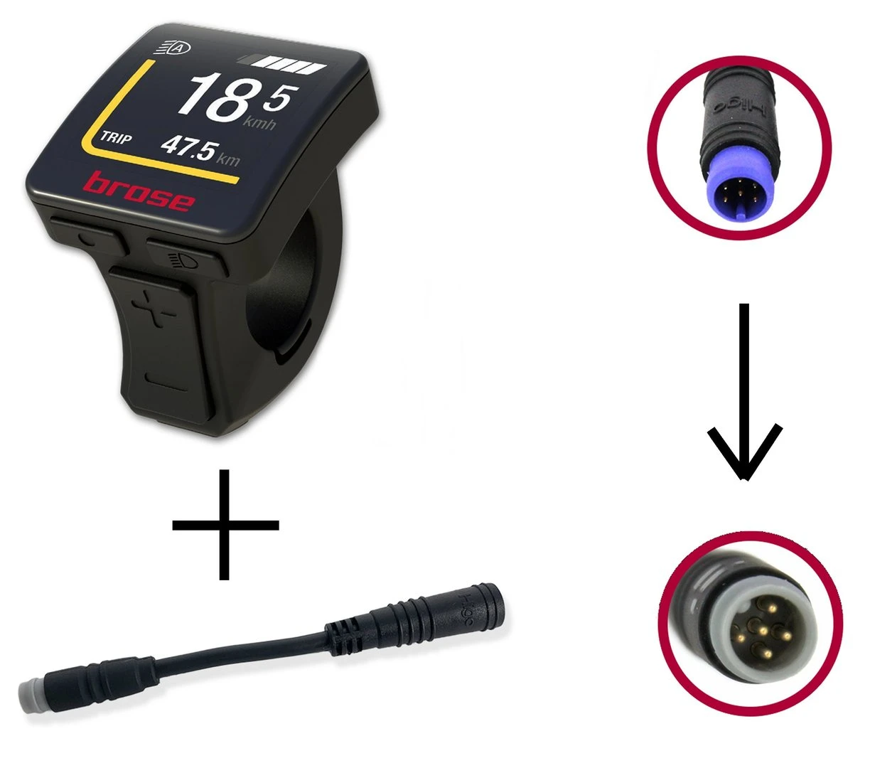 Brose Bediendisplay Ab 2020 Allround (im Bedienteil) Mit Higo-Stecker Und Adapter Für Gen.2