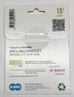 KMC Kettenrad Für Modelle 2. Generation Ab 2014 18 Zähne 1/8 Zoll Schwarz 10.000km+ -Fahrradteile Geschäft KMC Kettenblatt Antriebsritzel Bosch 2.Generation 10000km 18 Zaehne BSFB5818 8719189051117a