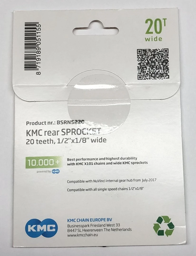 KMC Zahnkranz Für NuVinci 1/8" 20 Zähne 10.000km+ 4 KMC Zahnkranz Für NuVinci 1/8" 20 Zähne 10.000km+ – Bild 2